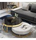 Coffee Table Tempered Glass Top Storage Drawer Metal Base Stainless Electroplating Titanium Gold Texas